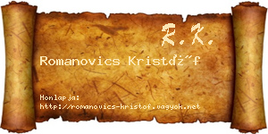 Romanovics Kristóf névjegykártya
